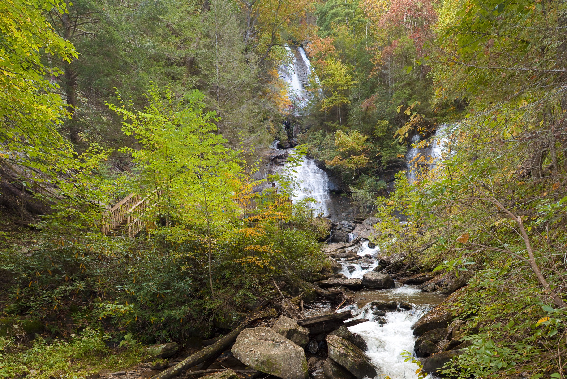 Anna Ruby Falls waterfall in White County, Georgia