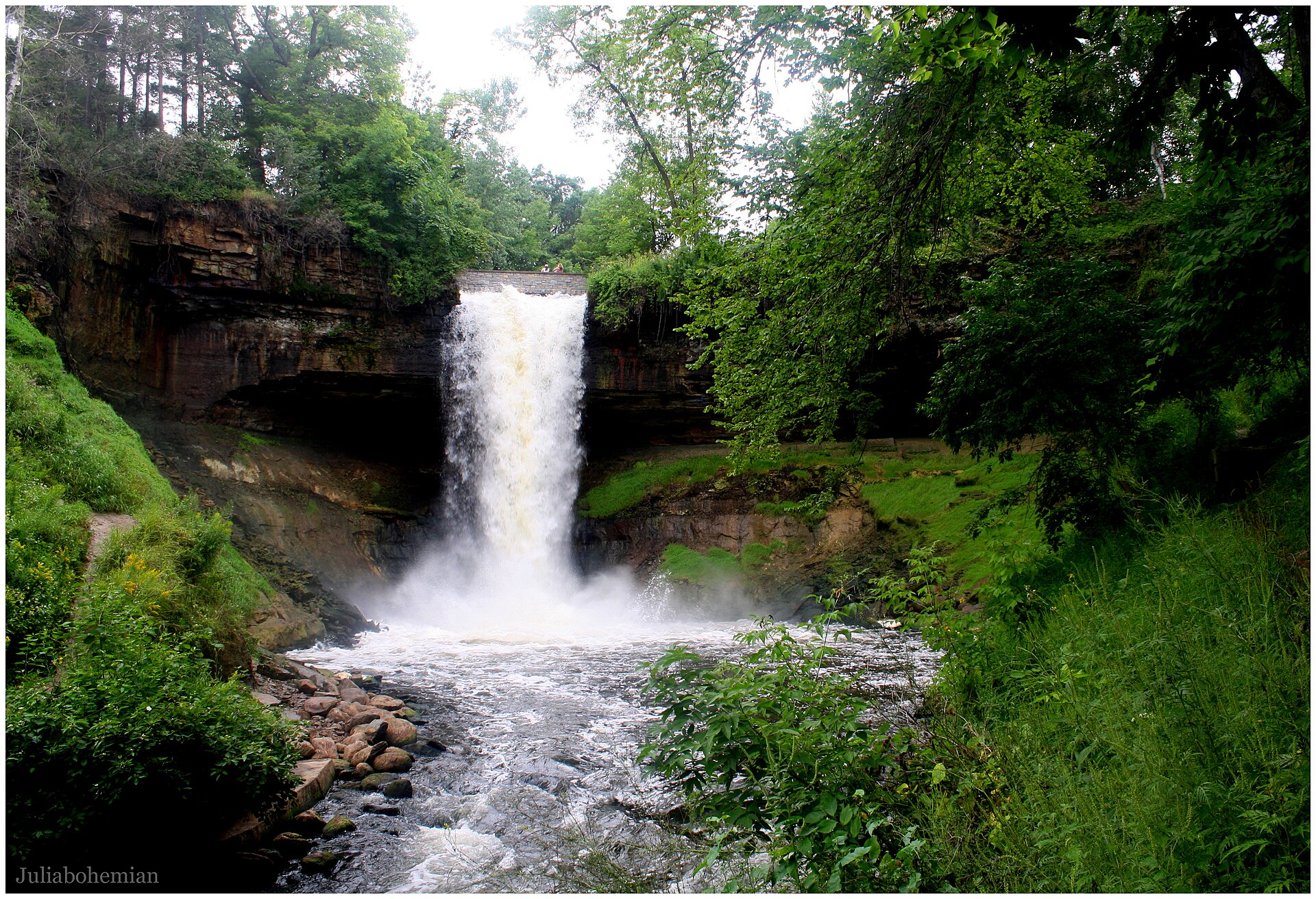 Minnehaha Falls plunging into its limestone amphitheater, Minneapolis, Minnesota