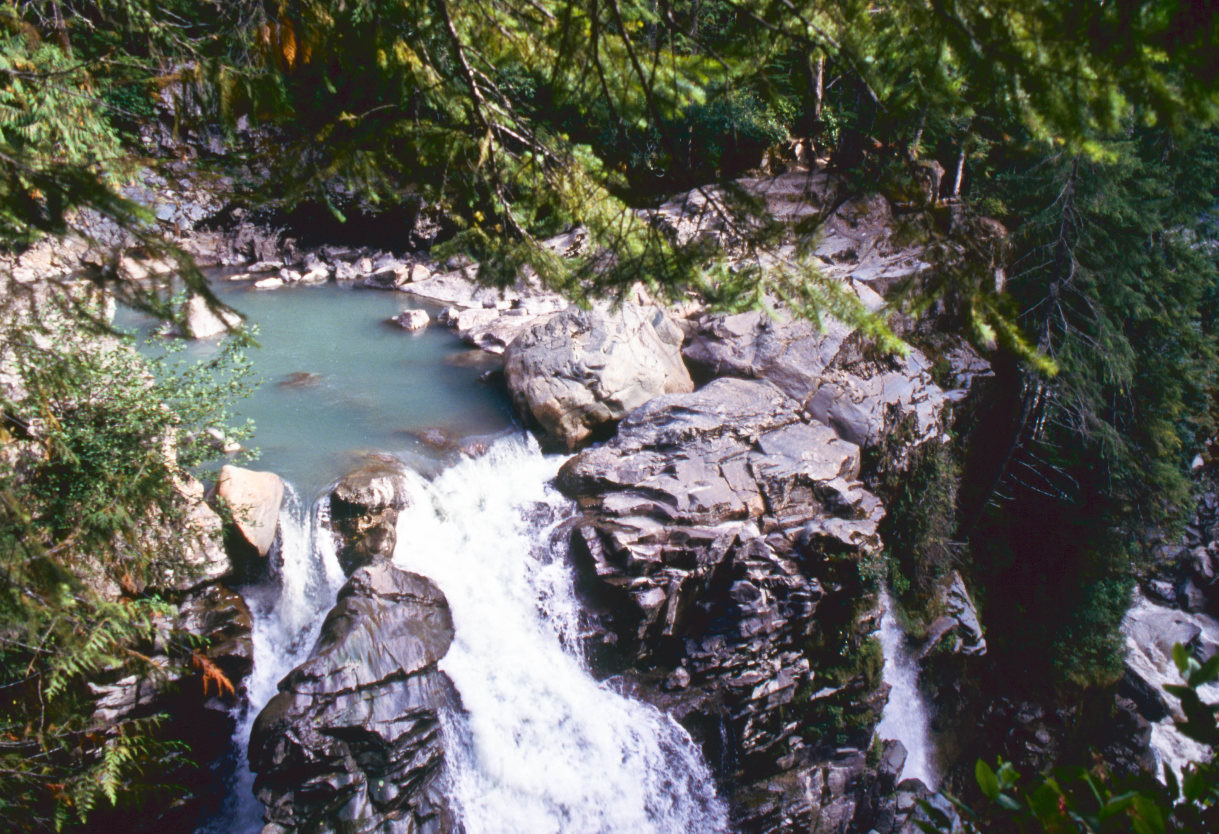 Nooksack Falls in fall or cool-weather visit