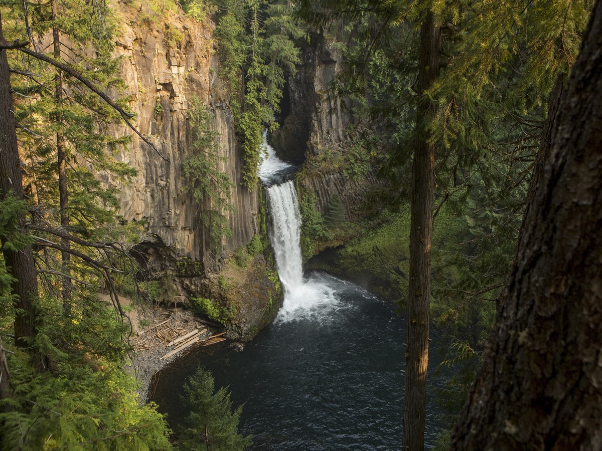 Toketee Falls in spring flow from the main overlook